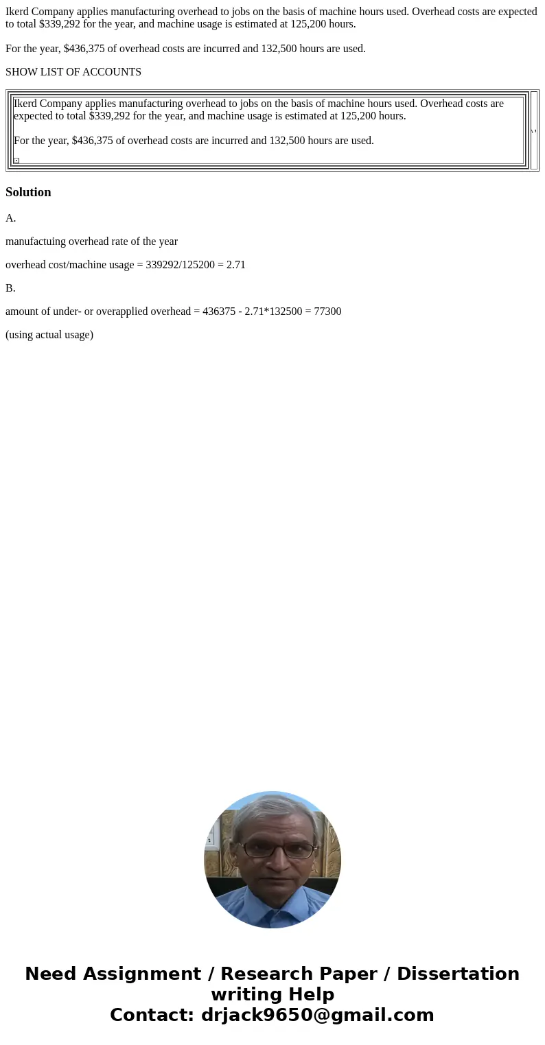Ikerd Company applies manufacturing overhead to jobs on the basis of machine hours used. Overhead costs are expected to total $339,292 for the year, and machine