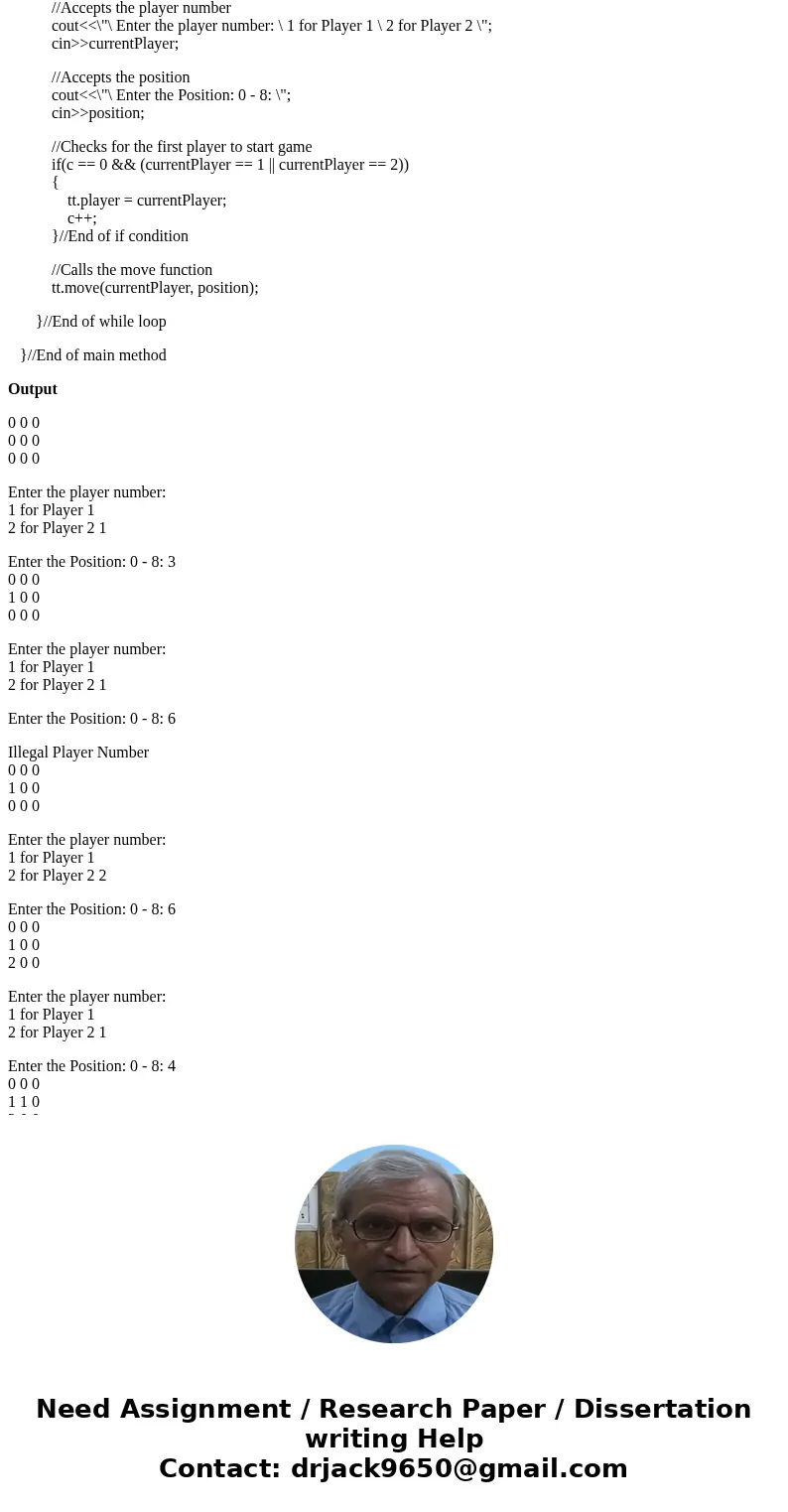 In C++, specify design, and implement a class that can be one player in a game of tic-tac-toe. The constructor should specify whether the object is to be the fi In C++, specify design, and implement a class that can be one player in a game of tic-tac-toe. The constructor should specify whether the object is to be the fi