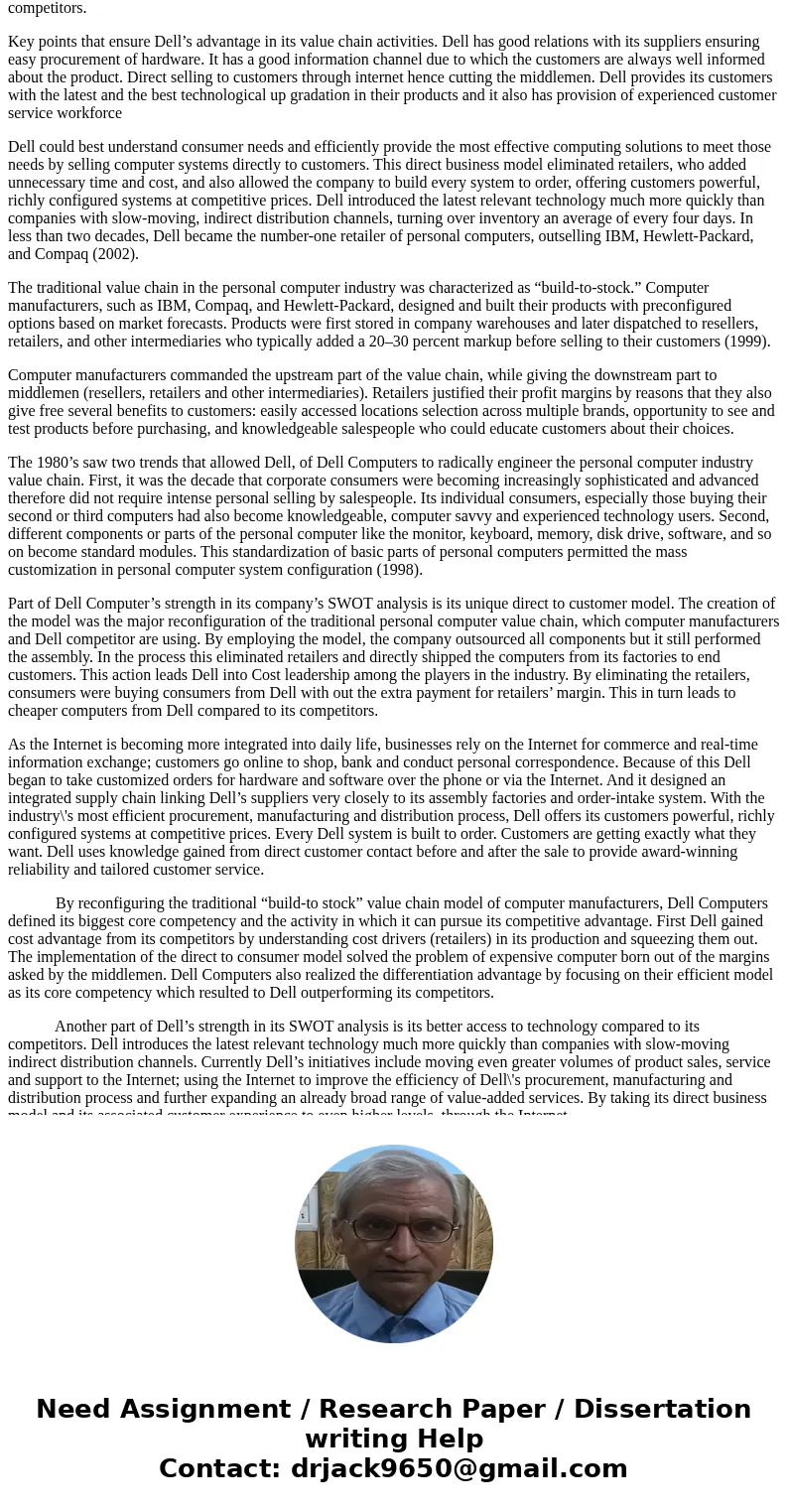 In Chapter 4, we discussed the internal value chain activities a firm can perform in its business model (see Exhibit 4.8). The value chain priorities can be qui In Chapter 4, we discussed the internal value chain activities a firm can perform in its business model (see Exhibit 4.8). The value chain priorities can be qui