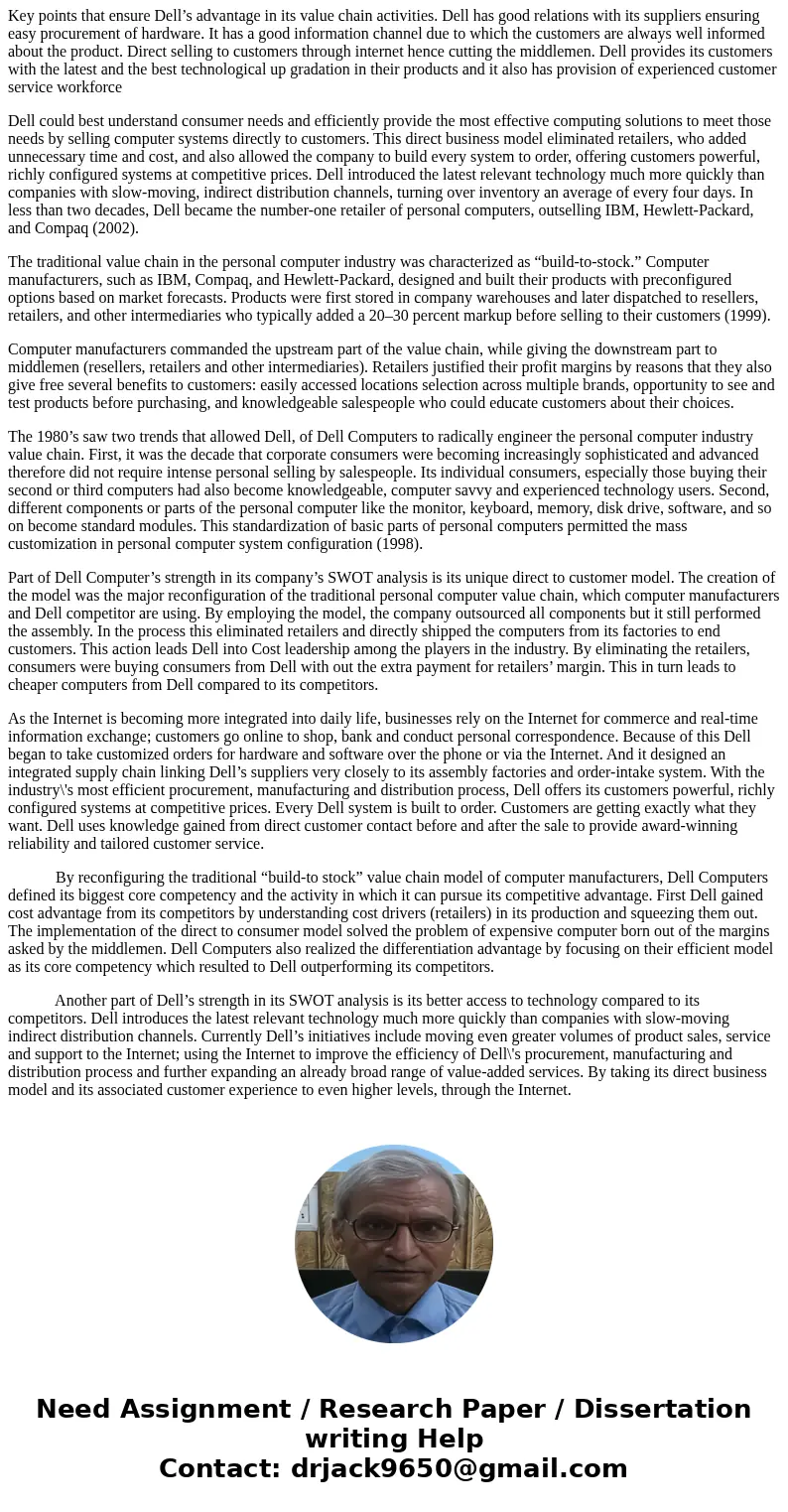 In Chapter 4, we discussed the internal value chain activities a firm can perform in its business model (see Exhibit 4.8). The value chain priorities can be qui In Chapter 4, we discussed the internal value chain activities a firm can perform in its business model (see Exhibit 4.8). The value chain priorities can be qui