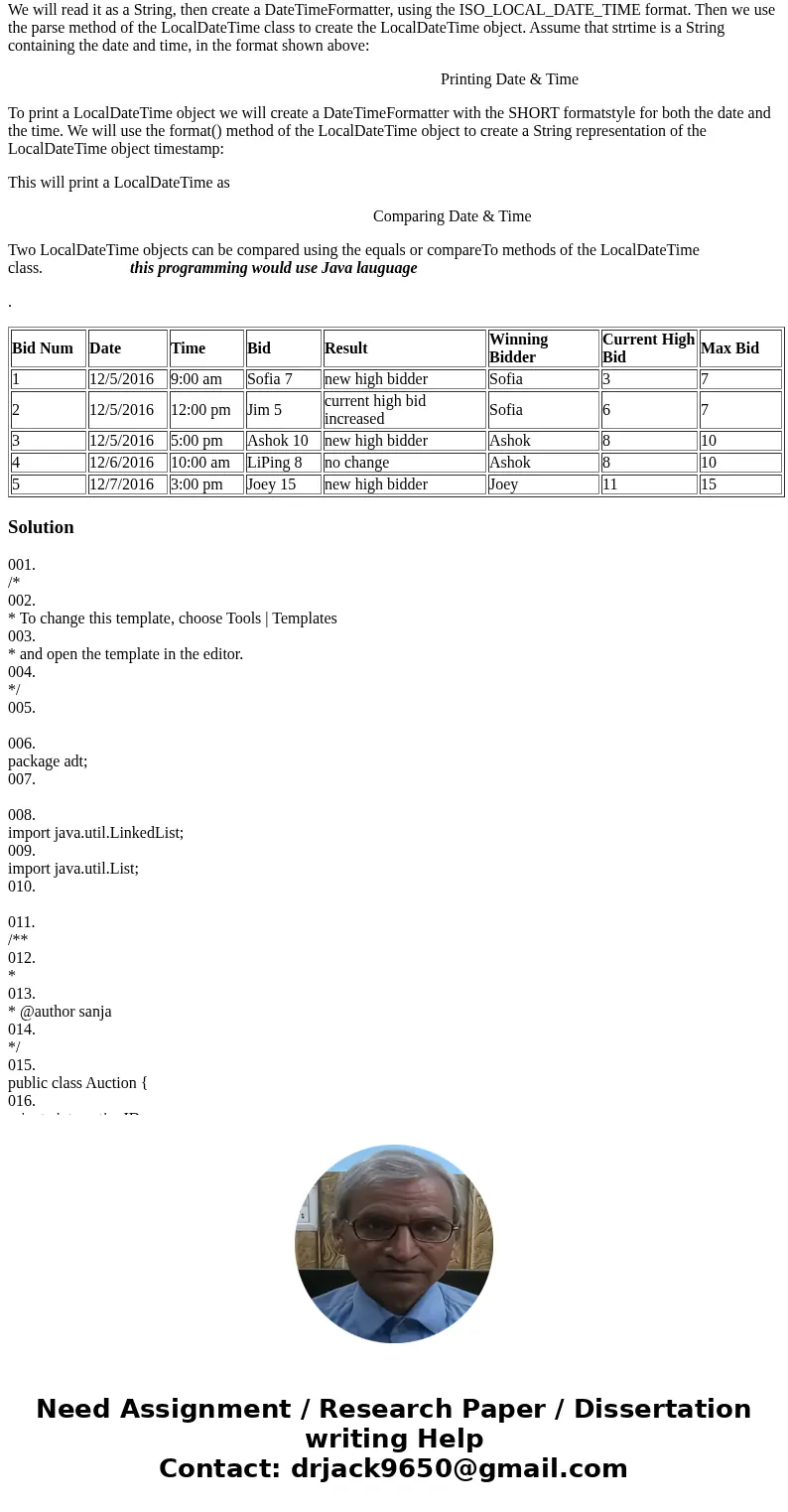 In this lab you will you will write some classes to simulate online auctions. How Bidding Works The rules for bidding are as follows: each item has a reserve pr In this lab you will you will write some classes to simulate online auctions. How Bidding Works The rules for bidding are as follows: each item has a reserve pr