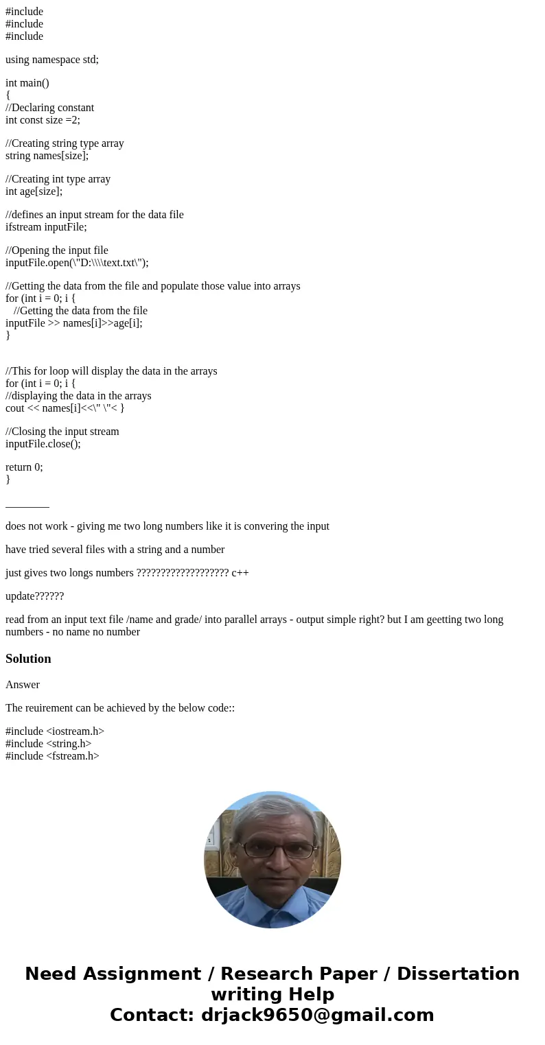 #include #include #include using namespace std; int main() { //Declaring constant int const size =2; //Creating string type array string names[size]; //Creating