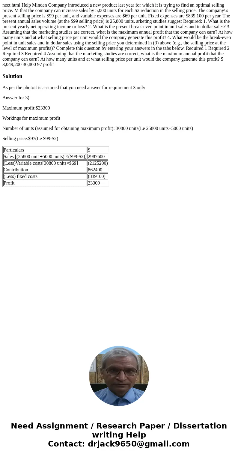 nect html Help Minden Company introduced a new product last year for which it is trying to find an optimal selling price. M that the company can increase sales  nect html Help Minden Company introduced a new product last year for which it is trying to find an optimal selling price. M that the company can increase sales