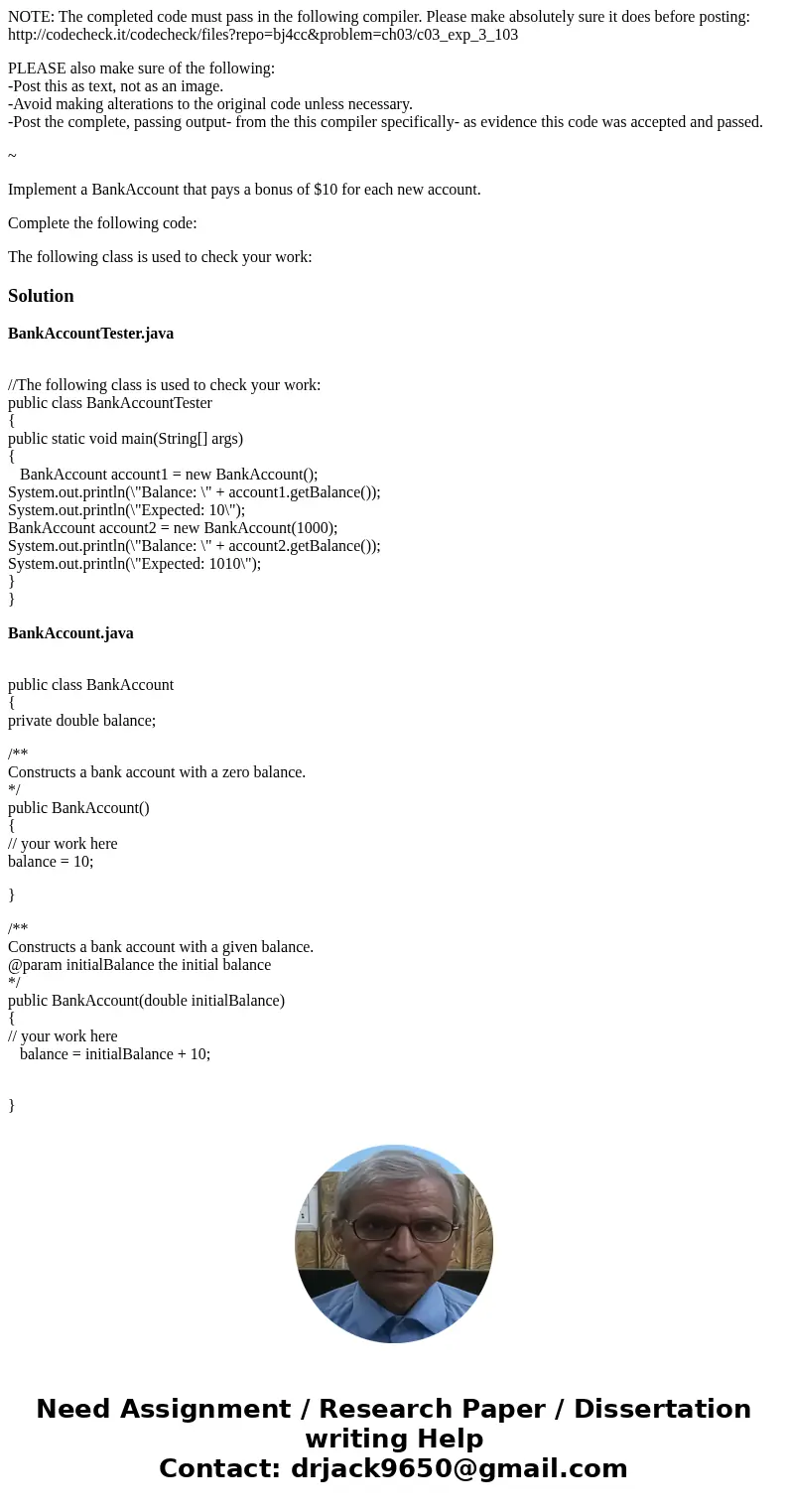 NOTE: The completed code must pass in the following compiler. Please make absolutely sure it does before posting: http://codecheck.it/codecheck/files?repo=bj4cc NOTE: The completed code must pass in the following compiler. Please make absolutely sure it does before posting: http://codecheck.it/codecheck/files?repo=bj4cc