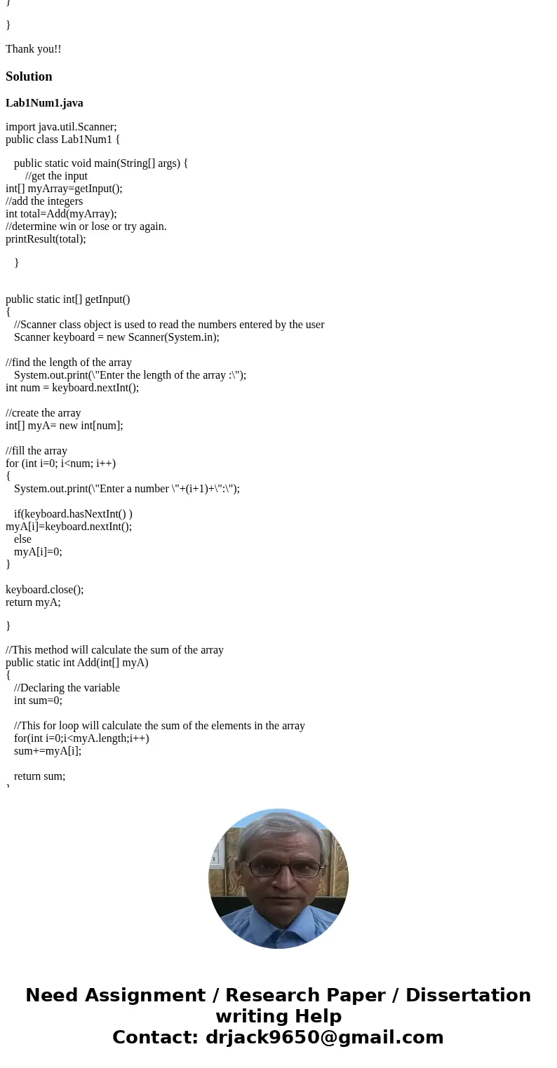 Please help in JAVA: The input consists of an integer (the number of elements in the array), followed by the elements of the array. Method Add will add the elem
