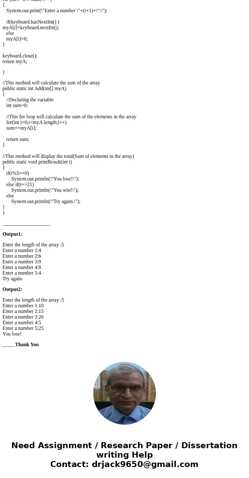 Please help in JAVA: The input consists of an integer (the number of elements in the array), followed by the elements of the array. Method Add will add the elem