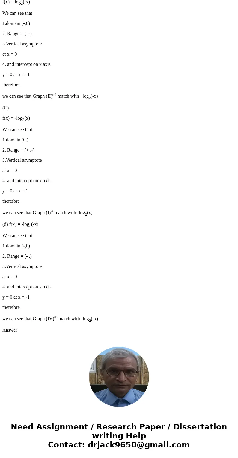 Please help me with those problems:( Match the logarithmic function with its graph. (a) ---Select--- (b) fox) log 20-x) ---Select--- (c) f(x) log2 x Select (d)  Please help me with those problems:( Match the logarithmic function with its graph. (a) ---Select--- (b) fox) log 20-x) ---Select--- (c) f(x) log2 x Select (d)