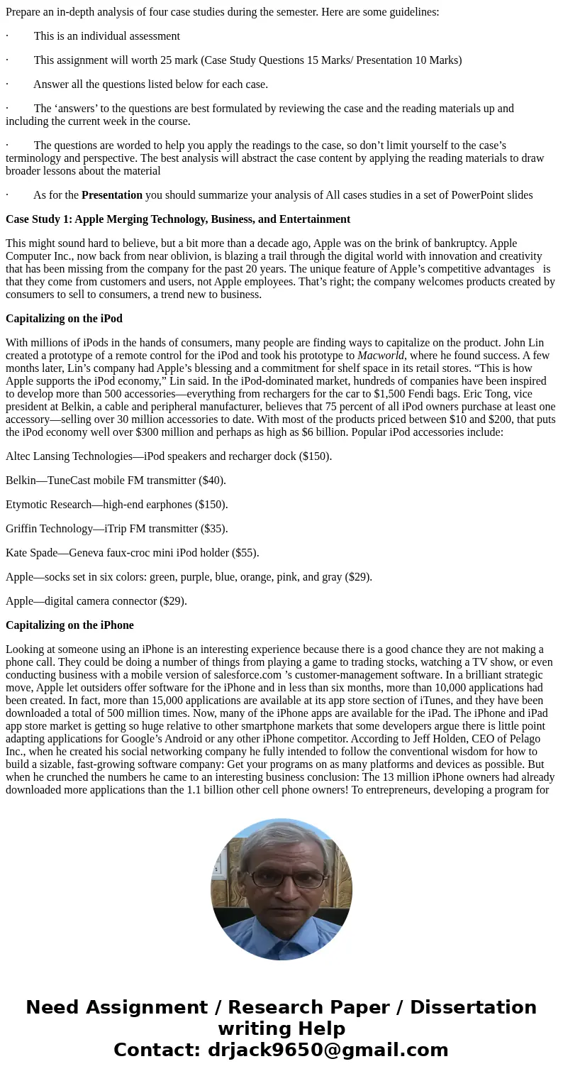 Prepare an in-depth analysis of four case studies during the semester. Here are some guidelines: · This is an individual assessment · This assignment will worth Prepare an in-depth analysis of four case studies during the semester. Here are some guidelines: · This is an individual assessment · This assignment will worth