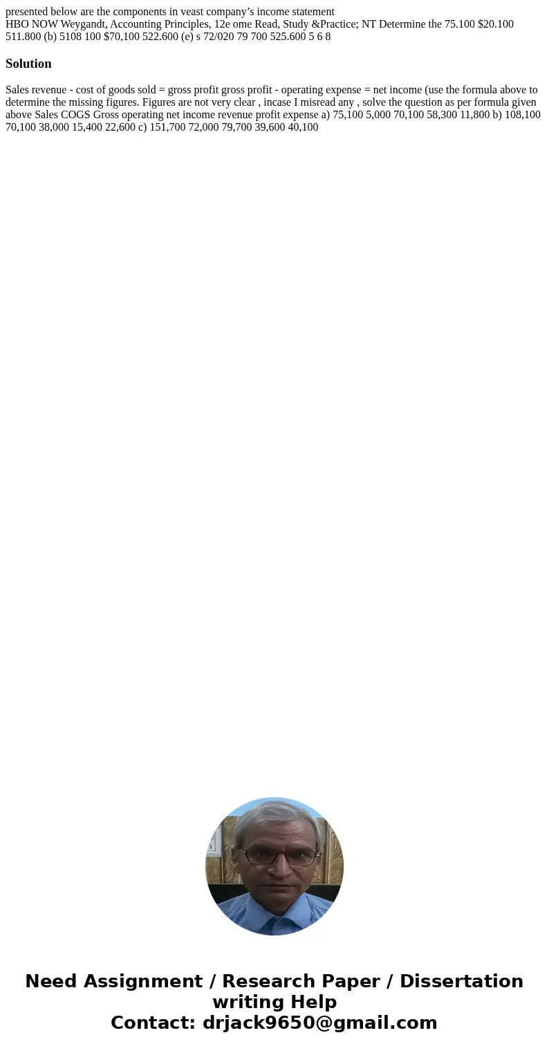 presented below are the components in veast company’s income statement HBO NOW Weygandt, Accounting Principles, 12e ome Read, Study &Practice; NT Determine  presented below are the components in veast company’s income statement HBO NOW Weygandt, Accounting Principles, 12e ome Read, Study &Practice; NT Determine