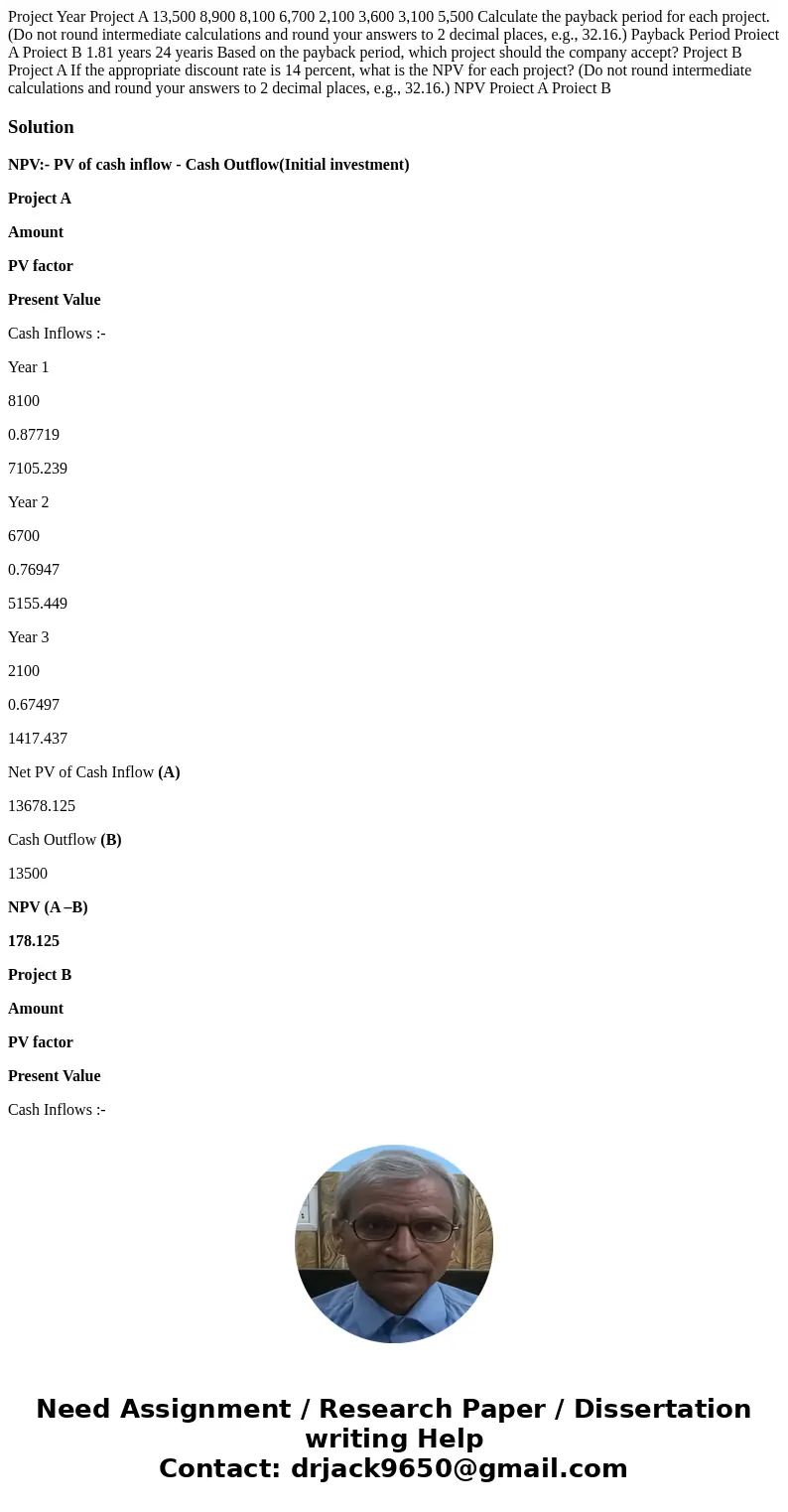 Project Year Project A 13,500 8,900 8,100 6,700 2,100 3,600 3,100 5,500 Calculate the payback period for each project. (Do not round intermediate calculations   Project Year Project A 13,500 8,900 8,100 6,700 2,100 3,600 3,100 5,500 Calculate the payback period for each project. (Do not round intermediate calculations