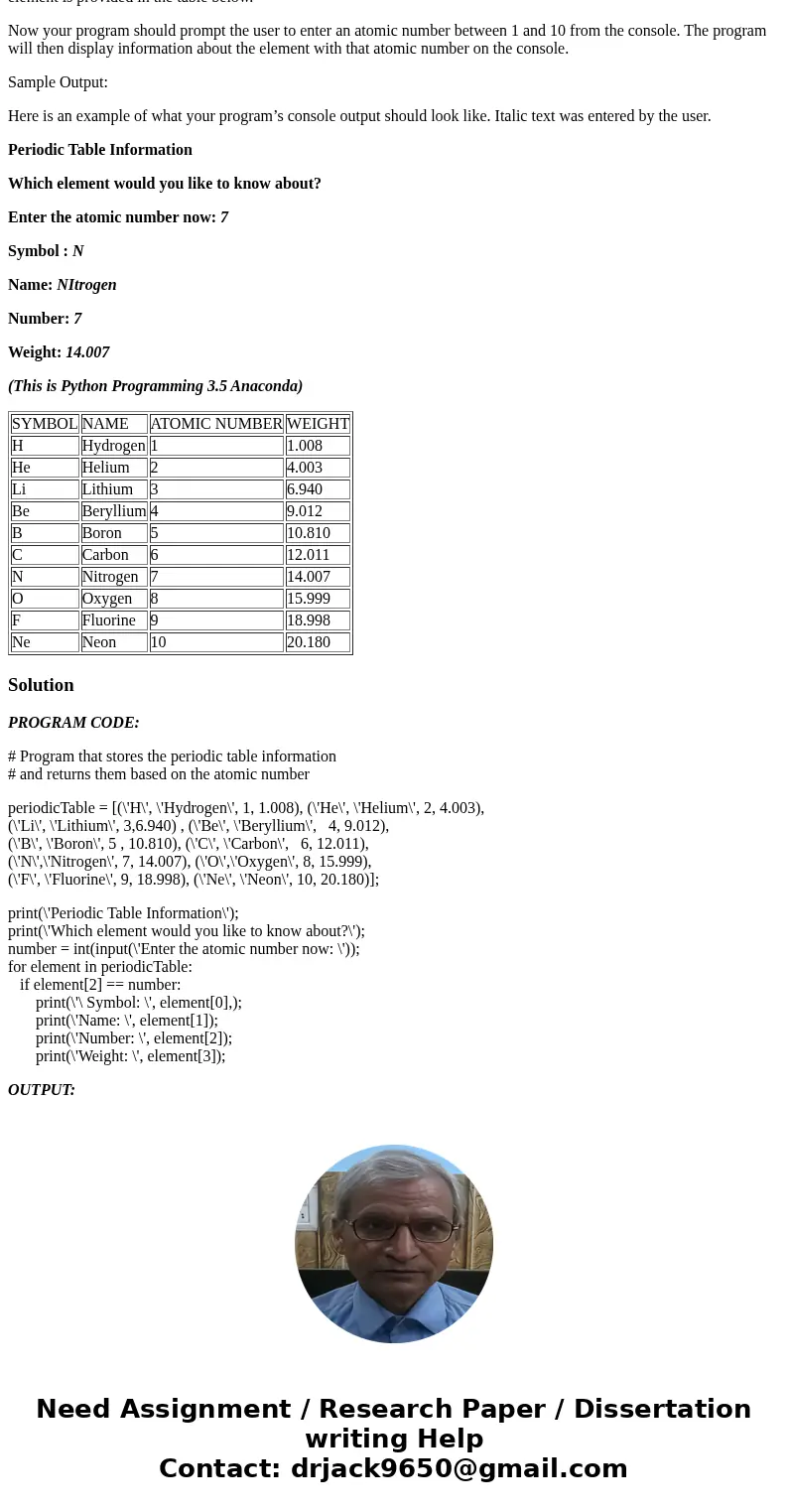 Purpose: To practice creating and using tuples. In this exercise, you will create a program that can display information about the first ten elements in the per Purpose: To practice creating and using tuples. In this exercise, you will create a program that can display information about the first ten elements in the per