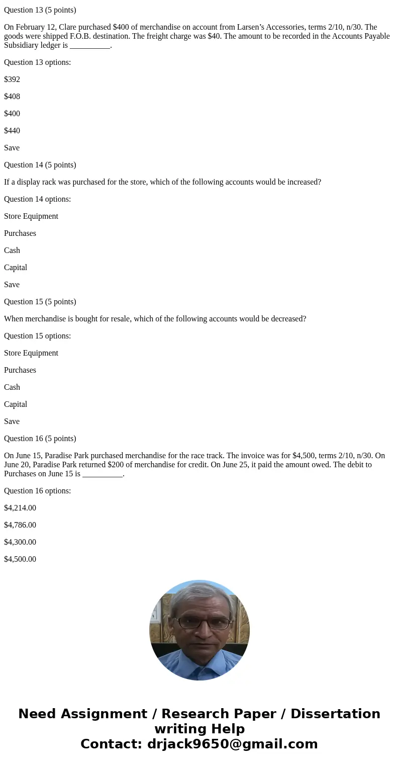 Question 1 (5 points) F.O.B. shipping point means __________. Question 1 options: the buyer pays for the freight the seller pays for the freight the title passe Question 1 (5 points) F.O.B. shipping point means __________. Question 1 options: the buyer pays for the freight the seller pays for the freight the title passe