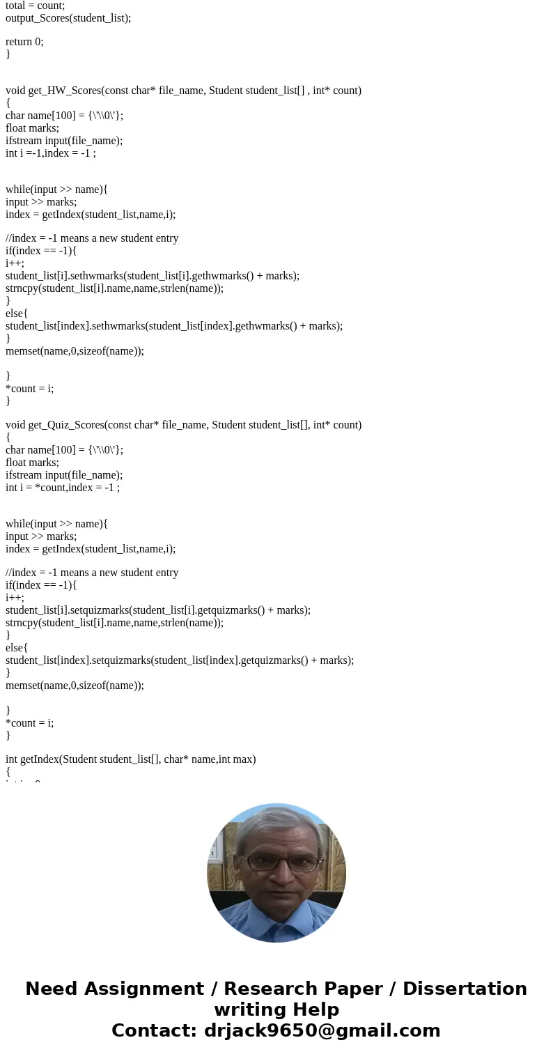 Question 2 : Aggregate Scores: Write a program that opens 2 files, quiz.txt, and hw.txt. The program will read each file and aggregate these values into the ass Question 2 : Aggregate Scores: Write a program that opens 2 files, quiz.txt, and hw.txt. The program will read each file and aggregate these values into the ass