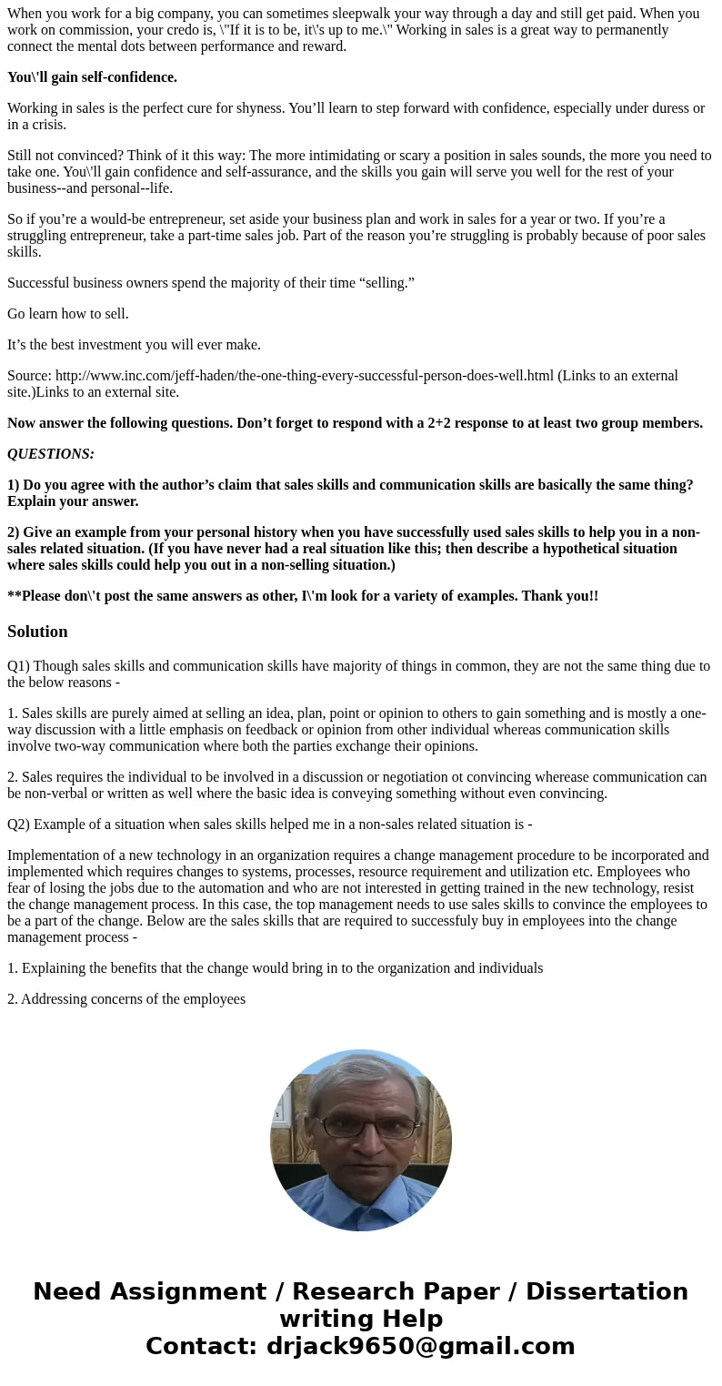 Read article first: Without This Skill, You Won\'t Succeed BY JEFF HADEN (April, 2012) I asked about 20 business owners and CEOs to name the one skill they feel Read article first: Without This Skill, You Won\'t Succeed BY JEFF HADEN (April, 2012) I asked about 20 business owners and CEOs to name the one skill they feel