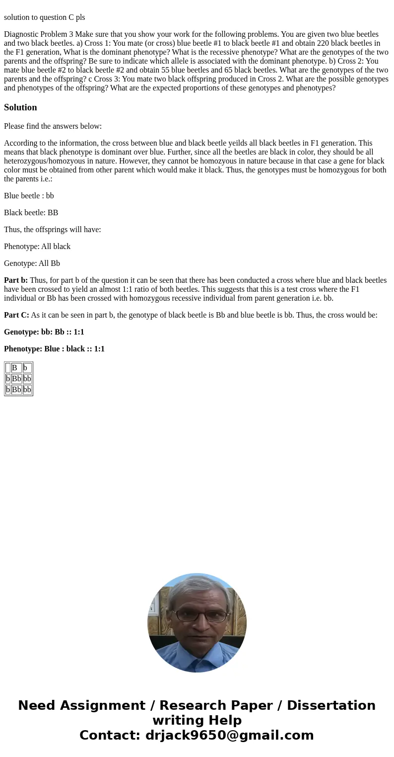 solution to question C pls Diagnostic Problem 3 Make sure that you show your work for the following problems. You are given two blue beetles and two black beet  solution to question C pls Diagnostic Problem 3 Make sure that you show your work for the following problems. You are given two blue beetles and two black beet