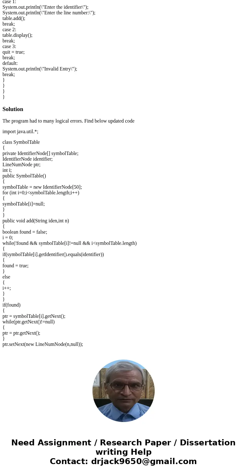 The add() method does not work. I dont know where is the mistake, please fix it, here is the codes. public class SymbolTable { private IdentifierNode[] symbolTa