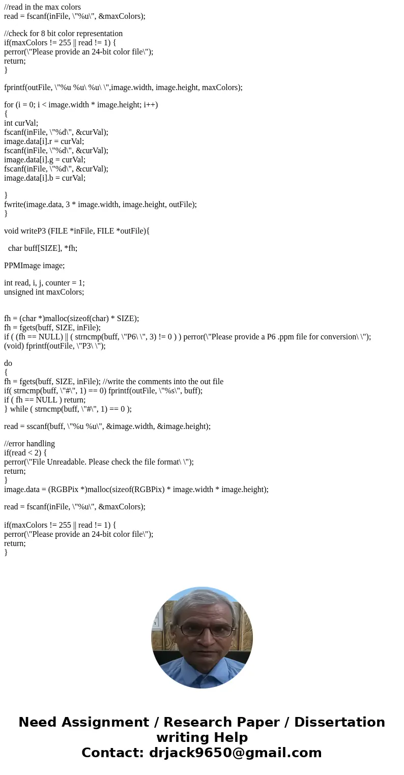 The picture is given in a PPM file and your program should put the converted one into another PPM file. •Use argv[1] for the given file and argv[2] for the conv