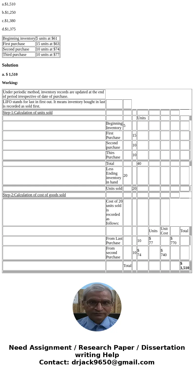 Use the information below to answer the following question. The following lots of a particular commodity were available for sale during the year: The firm uses 