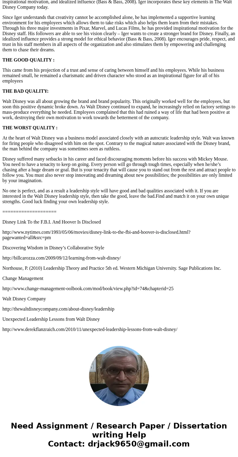 Walt Disney’s Definition of Leadership: the ability to establish and manage a creative climate where people and teams are self-motivated to the successful achie Walt Disney’s Definition of Leadership: the ability to establish and manage a creative climate where people and teams are self-motivated to the successful achie