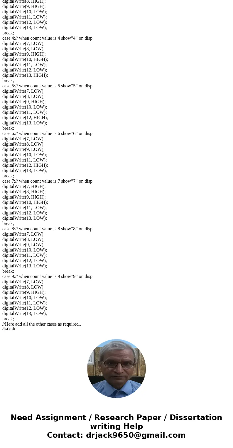 What would be the missing parts to this code? I already filled a few.. working with adruino code: //Program template to perform Pre-Lab task (2) int icount; int What would be the missing parts to this code? I already filled a few.. working with adruino code: //Program template to perform Pre-Lab task (2) int icount; int