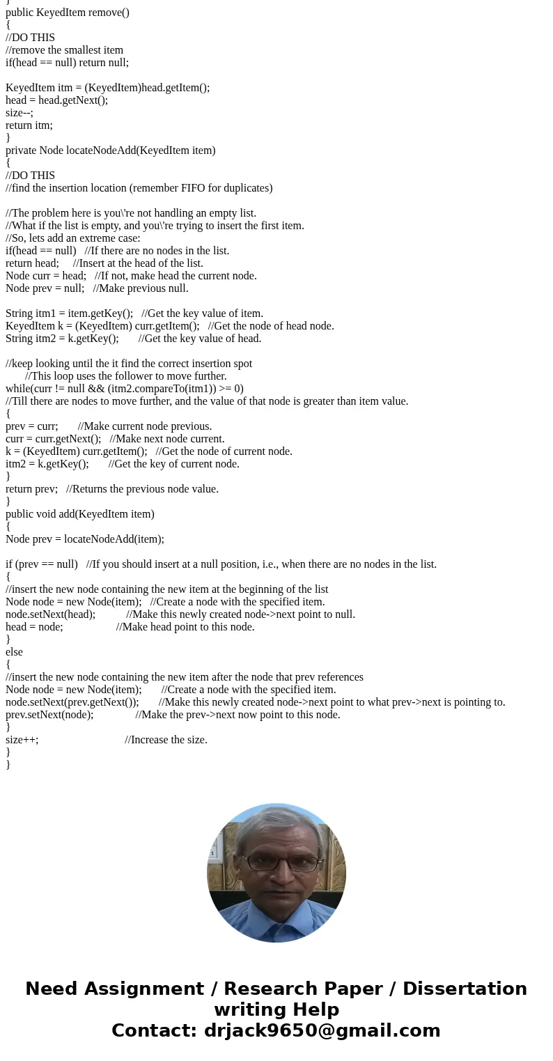 Why am I getting this error message? My BinarySearchTree class works so I know the problem is with the SortedListLinked class. The SortedListLinked code is belo Why am I getting this error message? My BinarySearchTree class works so I know the problem is with the SortedListLinked class. The SortedListLinked code is belo