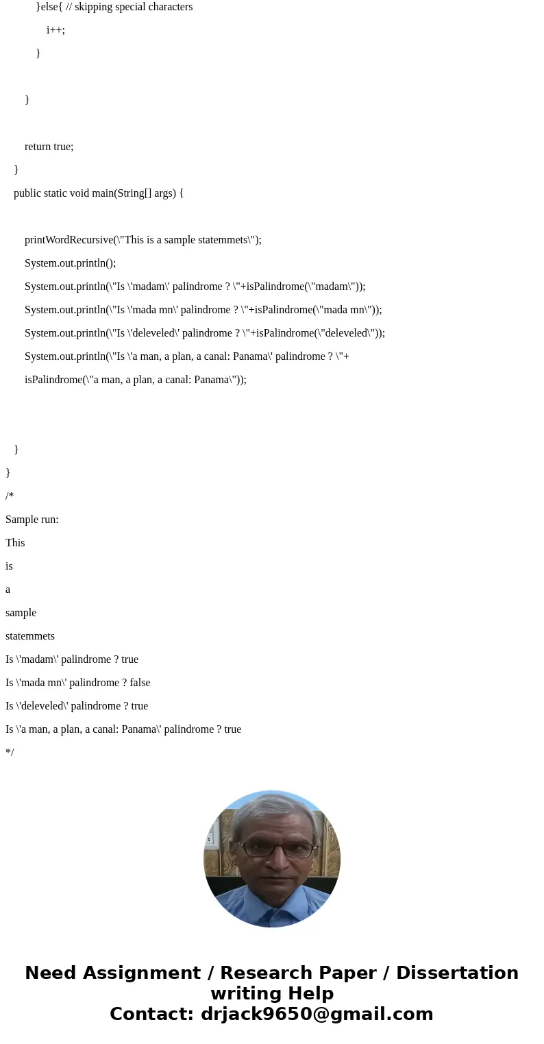 Write a recursive method that takes a String argument and recursively prints out each word in the String on a different line. Note: You will need to use methods