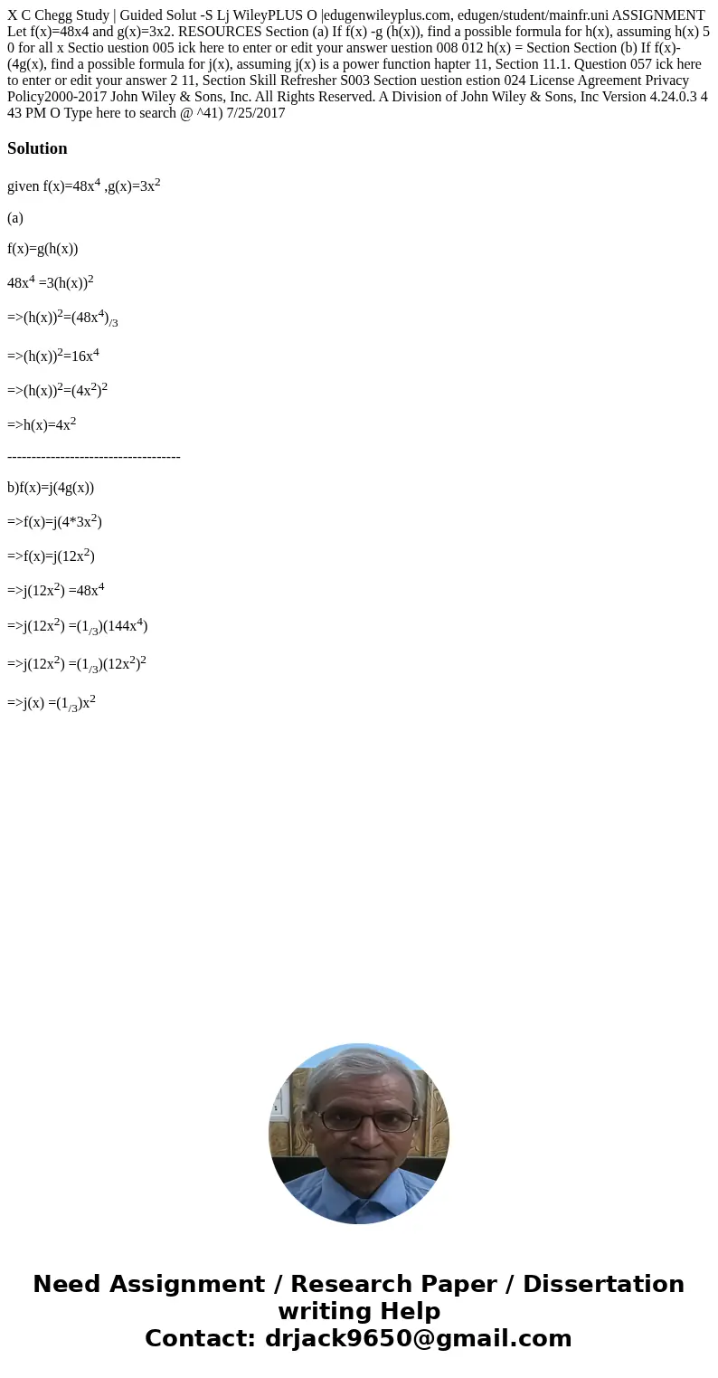 X C Chegg Study | Guided Solut -S Lj WileyPLUS O |edugenwileyplus.com, edugen/student/mainfr.uni ASSIGNMENT Let f(x)=48x4 and g(x)=3x2. RESOURCES Section (a) I  X C Chegg Study | Guided Solut -S Lj WileyPLUS O |edugenwileyplus.com, edugen/student/mainfr.uni ASSIGNMENT Let f(x)=48x4 and g(x)=3x2. RESOURCES Section (a) I