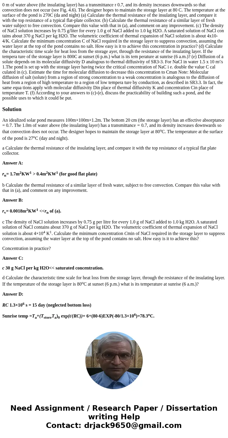 0 m of water above (the insulating layer) has a transmittance r 0.7, and its density increases downwards so that convection does not occur (see Fig. 4.6). The   0 m of water above (the insulating layer) has a transmittance r 0.7, and its density increases downwards so that convection does not occur (see Fig. 4.6). The