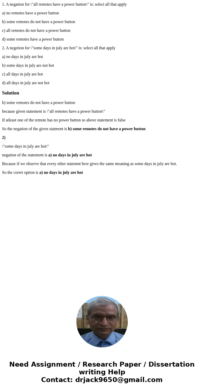 1. A negation for \ 1. A negation for \