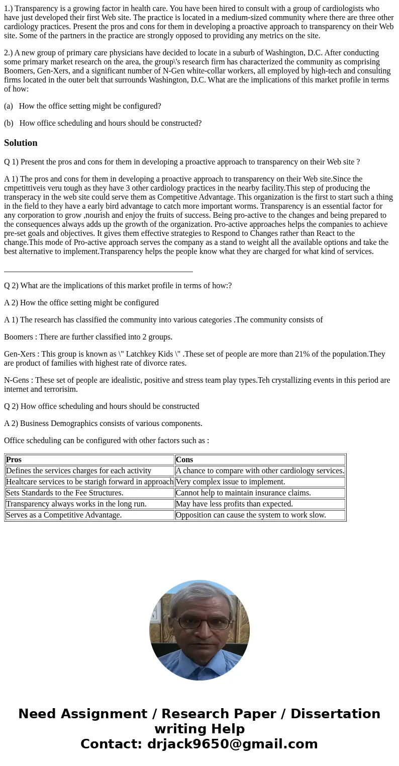 1.) Transparency is a growing factor in health care. You have been hired to consult with a group of cardiologists who have just developed their first Web site.  1.) Transparency is a growing factor in health care. You have been hired to consult with a group of cardiologists who have just developed their first Web site.