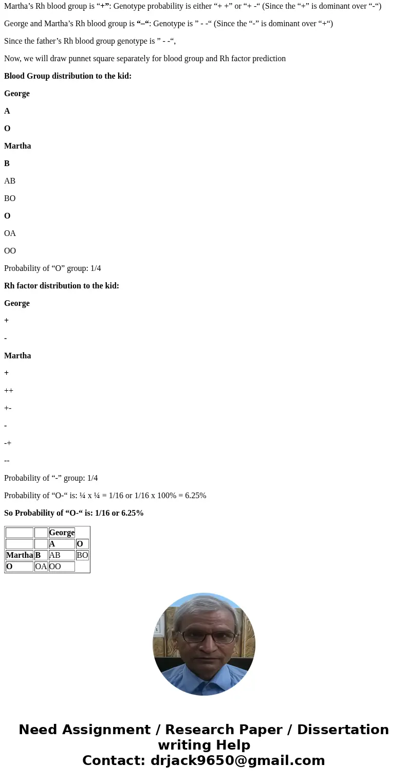 3. George’s blood type is A+. Martha’s blood type is B+. Both George and Martha had a parent had type O-blood. George and Martha have a kid. What is the possibi