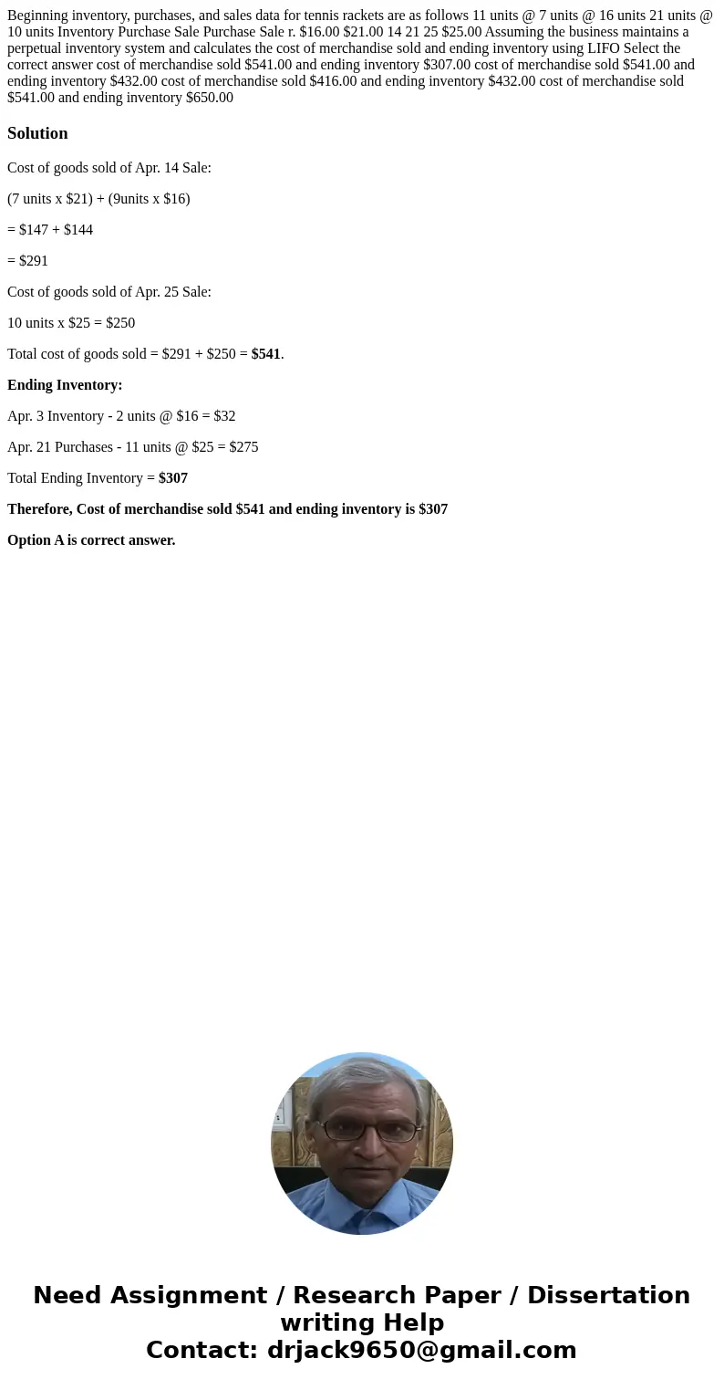 Beginning inventory, purchases, and sales data for tennis rackets are as follows 11 units @ 7 units @ 16 units 21 units @ 10 units Inventory Purchase Sale Purc  Beginning inventory, purchases, and sales data for tennis rackets are as follows 11 units @ 7 units @ 16 units 21 units @ 10 units Inventory Purchase Sale Purc