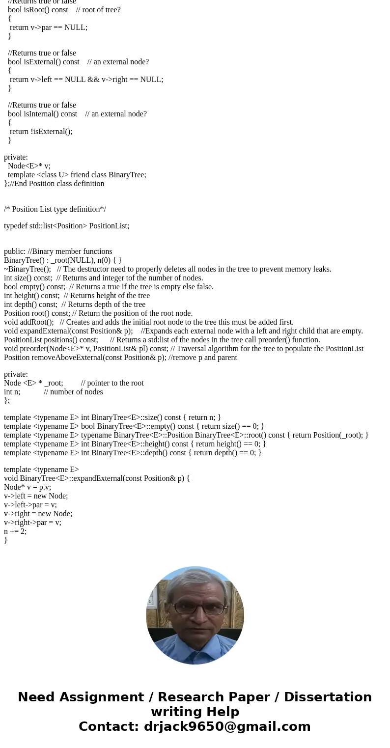 Binary Tree implementing main function help : Header File: Please do correct if something is wrong or needs to be excluded. #ifndef BINARYTREE_H #define BINARYT