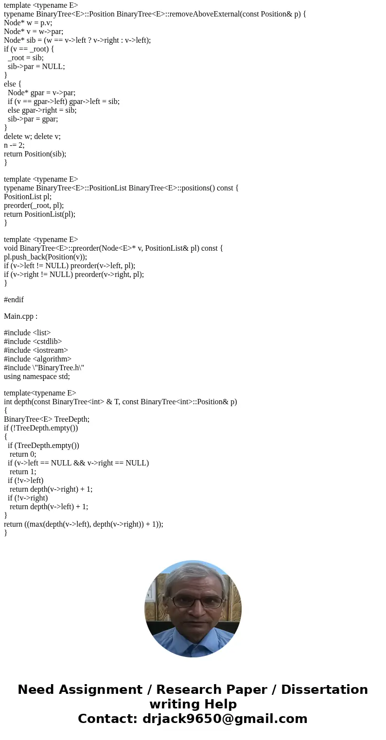 Binary Tree implementing main function help : Header File: Please do correct if something is wrong or needs to be excluded. #ifndef BINARYTREE_H #define BINARYT