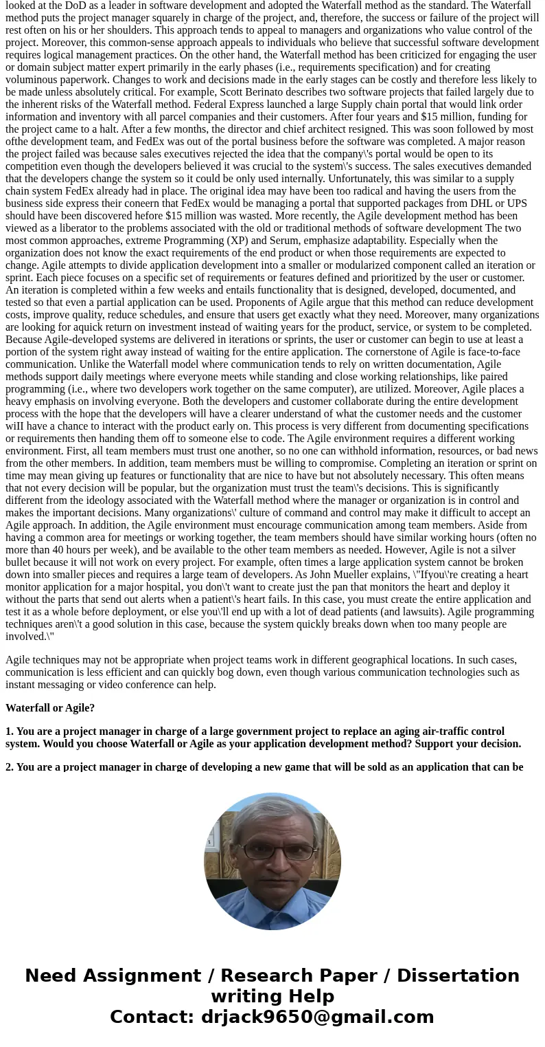 Book\'s name: Marchewka, J. (2015). Information Technology Project Management: Providing Measurable Organizational Value (5th ed.). Wiley. Questions from chapte Book\'s name: Marchewka, J. (2015). Information Technology Project Management: Providing Measurable Organizational Value (5th ed.). Wiley. Questions from chapte