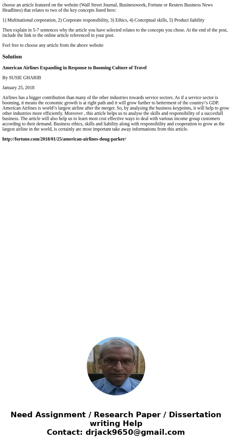 choose an article featured on the website (Wall Street Journal, Businessweek, Fortune or Reuters Business News Headlines) that relates to two of the key concept choose an article featured on the website (Wall Street Journal, Businessweek, Fortune or Reuters Business News Headlines) that relates to two of the key concept