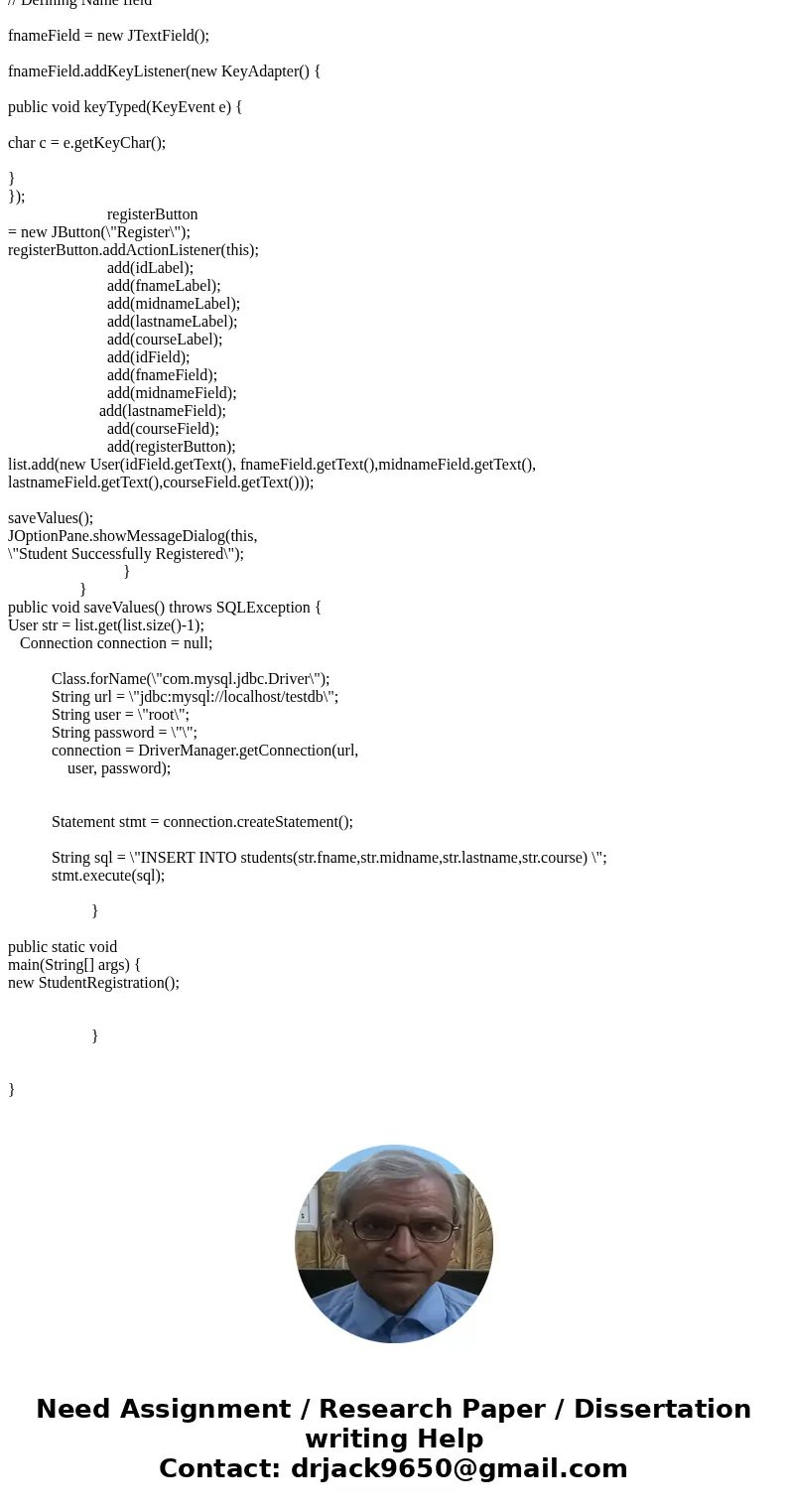 Create a student record management system using linked list and queue using Java language and database to save files and GUI Java swing to create background and
