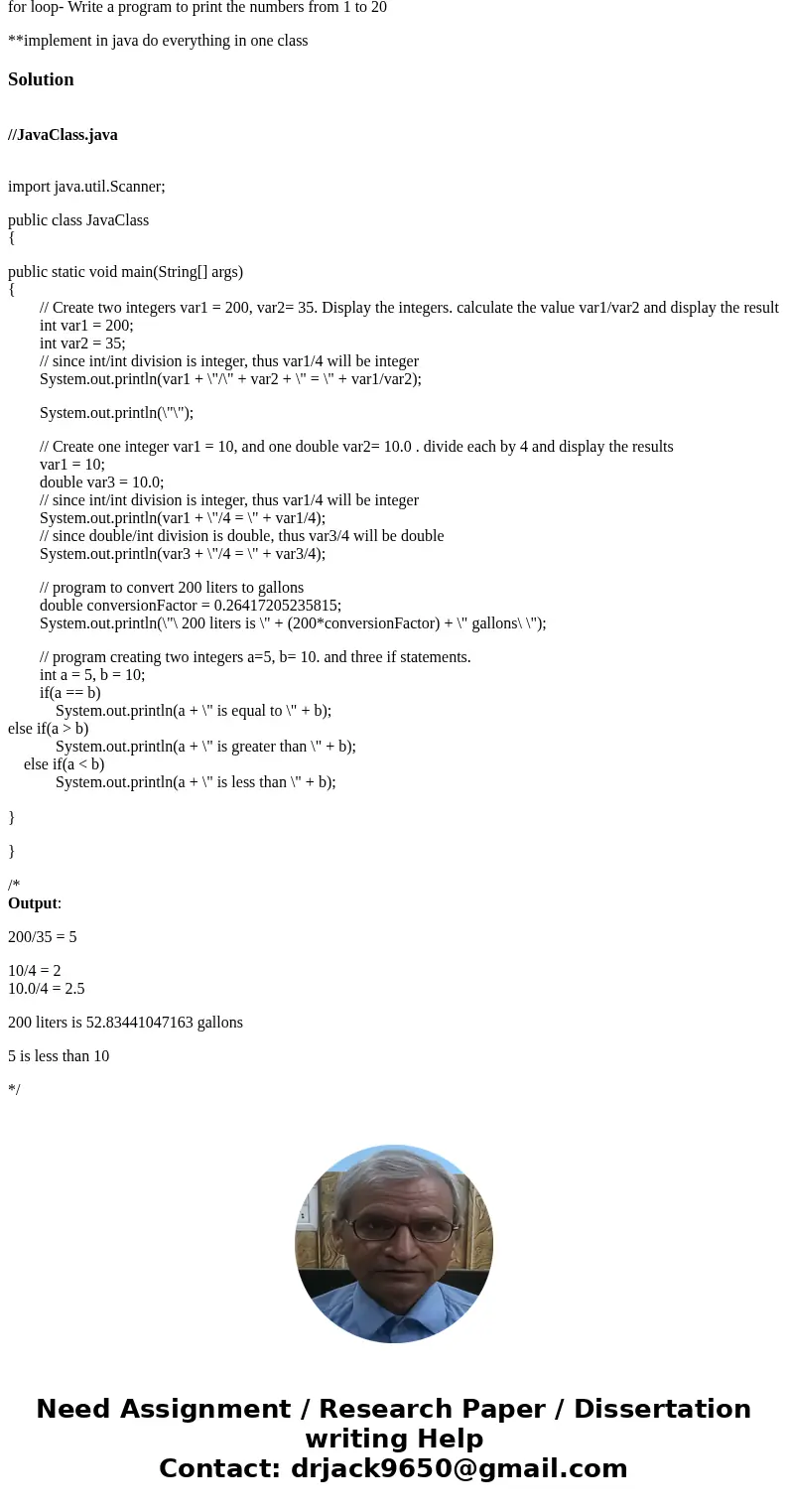 Create two integers var1 = 200, var2= 35. Display the integers. calculate the value var1/var2 and display the result (see example on page 23). Notice what you g Create two integers var1 = 200, var2= 35. Display the integers. calculate the value var1/var2 and display the result (see example on page 23). Notice what you g