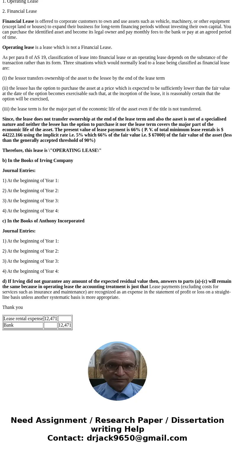Dalarite stheet at December 3l,01B7 P21-15 Lo2.a) fFinance and Oerating Lease) Anthony Iincorporated leases a piece of machinery to Irving Company on r f machi  Dalarite stheet at December 3l,01B7 P21-15 Lo2.a) fFinance and Oerating Lease) Anthony Iincorporated leases a piece of machinery to Irving Company on r f machi