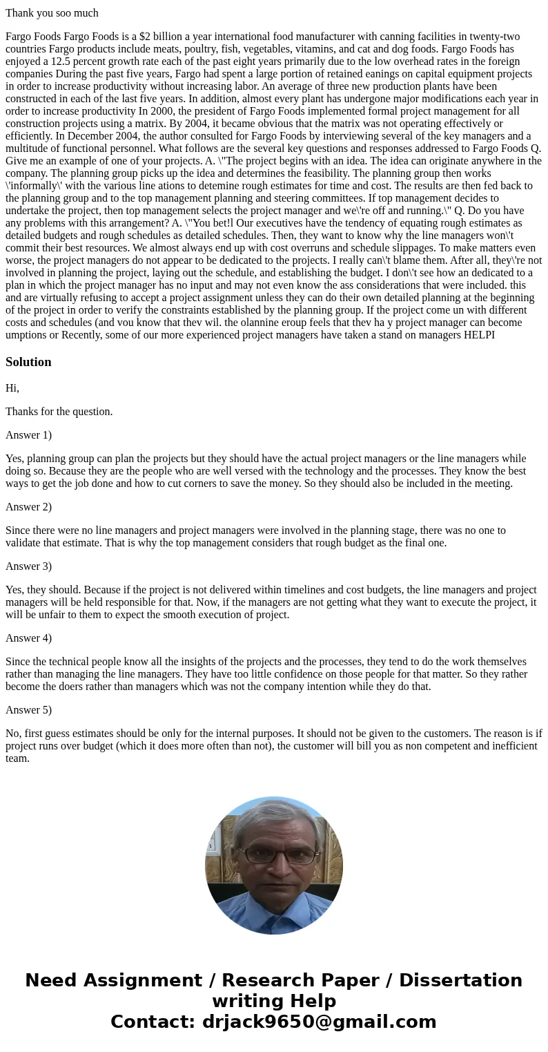  Dear Experts, Please help me answer following 5 questions based on this article. Thank you soo much Fargo Foods Fargo Foods is a $2 billion a year internationa
