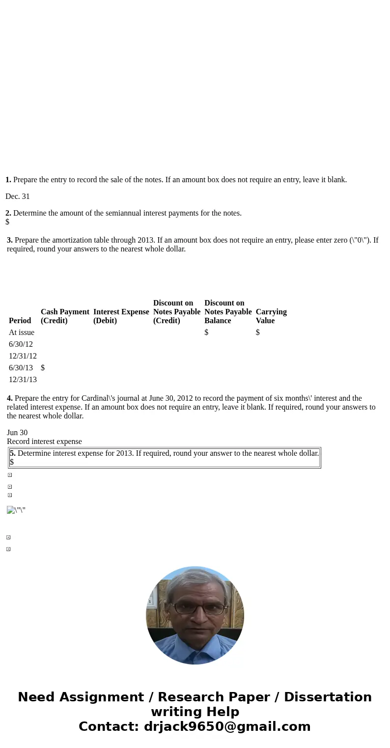 Exercise 9-60 (Algorithmic) Note Interest Payment and Interest Expense (Effective Interest) Cardinal Company sold $186,000 of 10-year, 8 percent notes for $175,