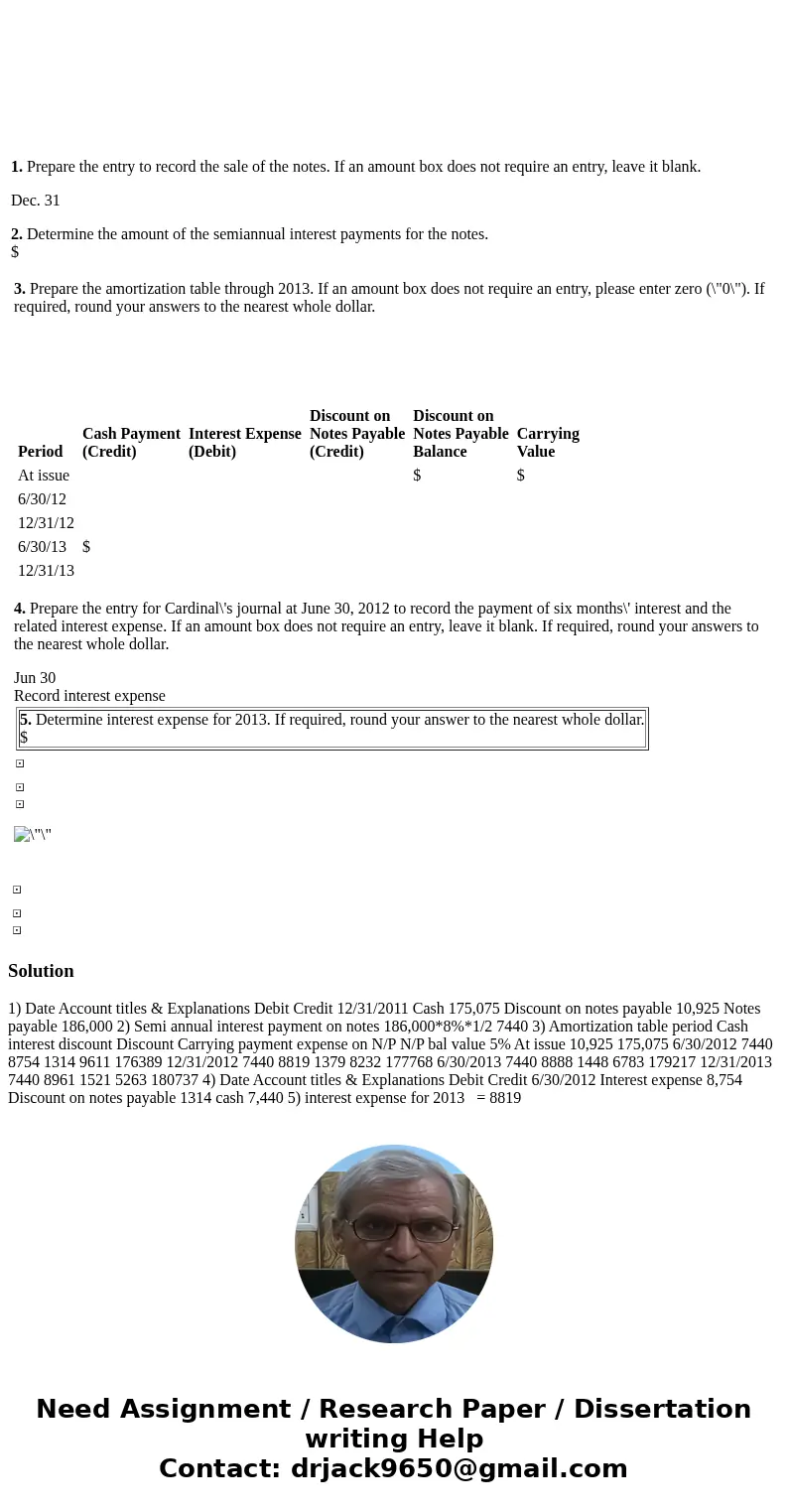 Exercise 9-60 (Algorithmic) Note Interest Payment and Interest Expense (Effective Interest) Cardinal Company sold $186,000 of 10-year, 8 percent notes for $175,