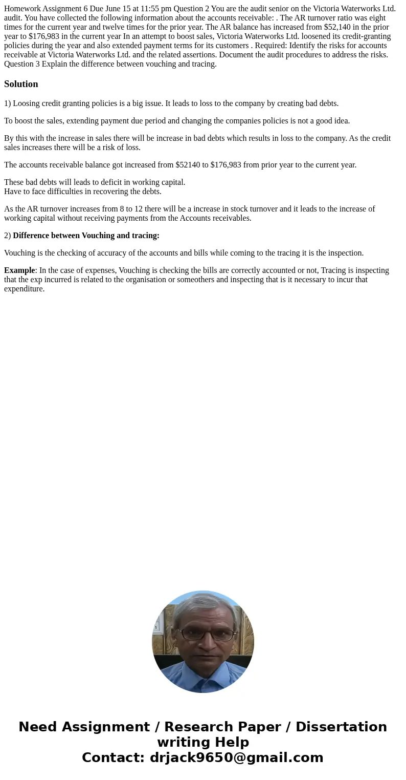 Homework Assignment 6 Due June 15 at 11:55 pm Question 2 You are the audit senior on the Victoria Waterworks Ltd. audit. You have collected the following infor  Homework Assignment 6 Due June 15 at 11:55 pm Question 2 You are the audit senior on the Victoria Waterworks Ltd. audit. You have collected the following infor