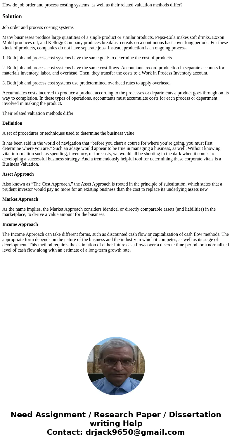 How do job order and process costing systems, as well as their related valuation methods differ?SolutionJob order and process costing systems Many businesses pr How do job order and process costing systems, as well as their related valuation methods differ?SolutionJob order and process costing systems Many businesses pr