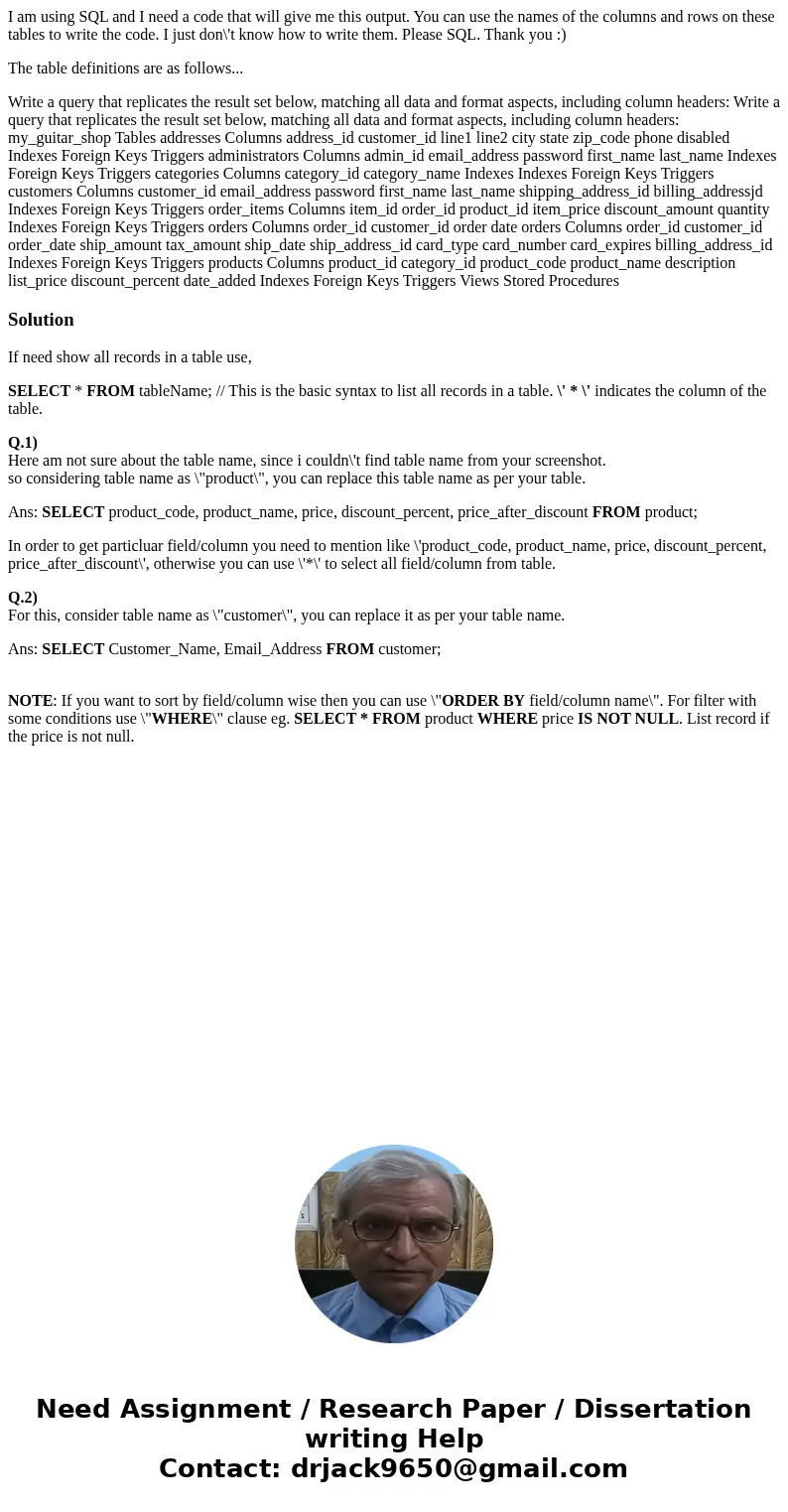 I am using SQL and I need a code that will give me this output. You can use the names of the columns and rows on these tables to write the code. I just don\'t k I am using SQL and I need a code that will give me this output. You can use the names of the columns and rows on these tables to write the code. I just don\'t k