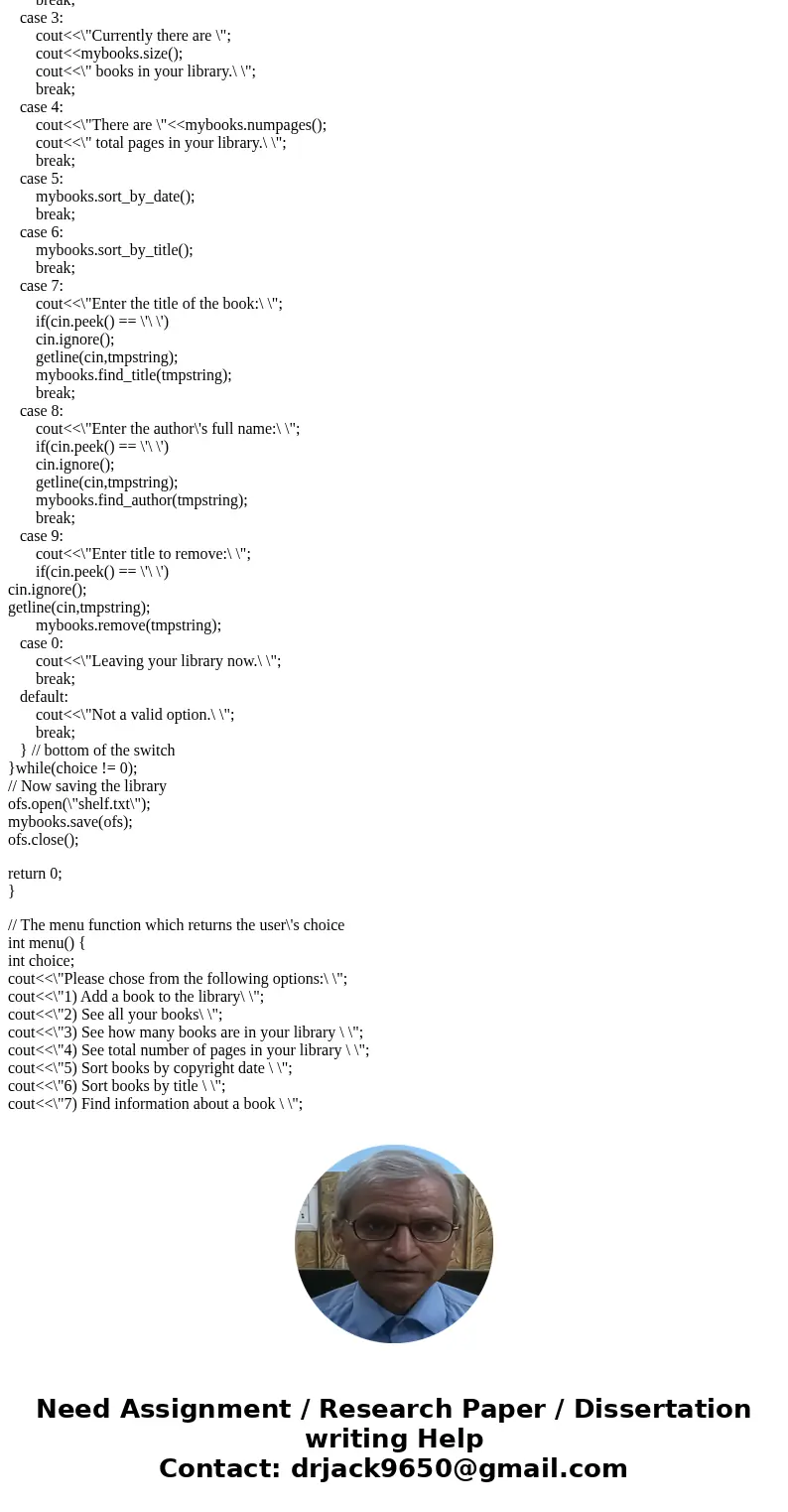 I need assistance creating a code for an assignment. I need you to help me create the input and output functions that will allow a user to enter a title of a bo I need assistance creating a code for an assignment. I need you to help me create the input and output functions that will allow a user to enter a title of a bo