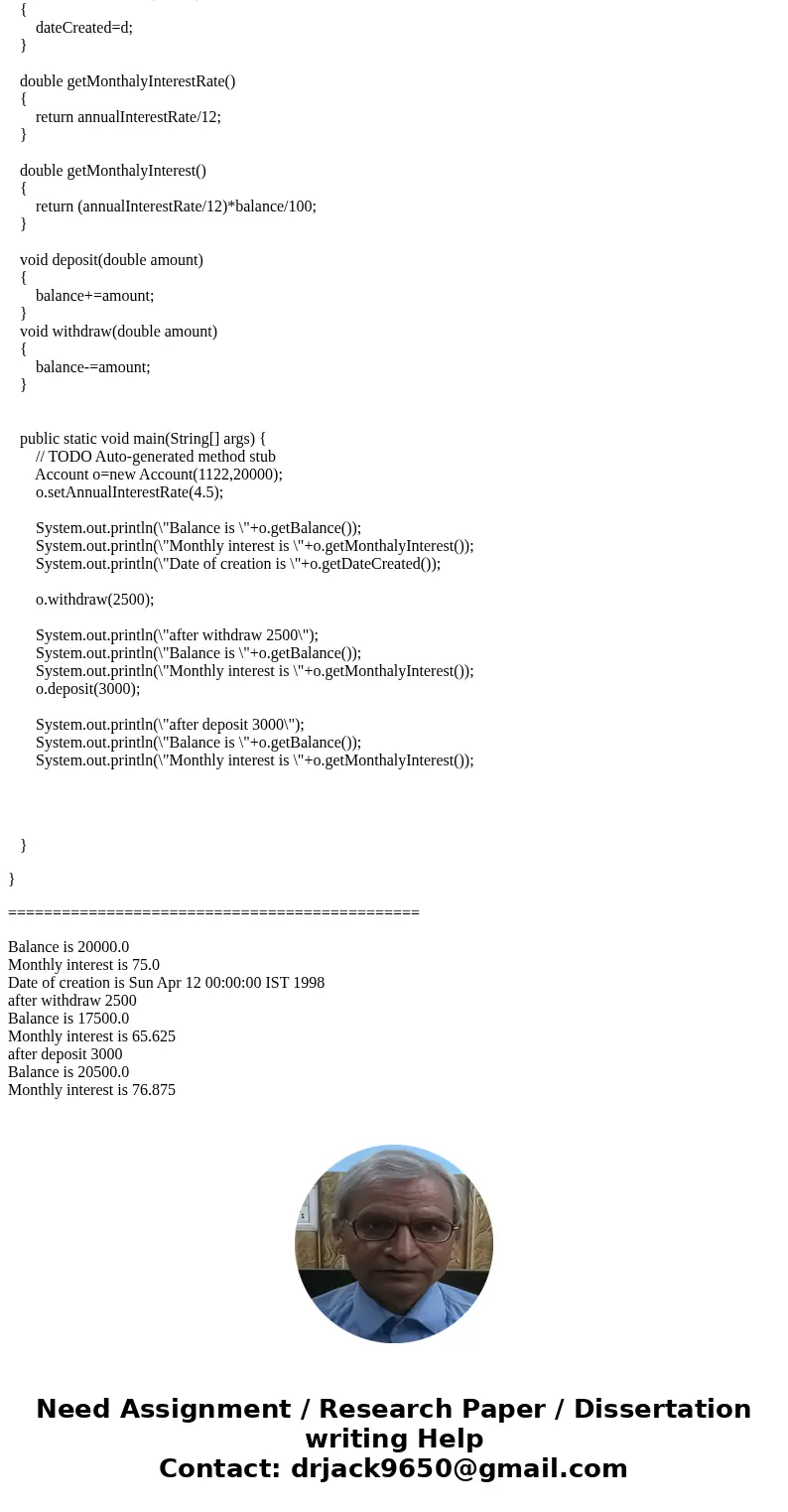 I need help creating a Java program. Here is the exercise I am working in: Design a class named Account that contains: A private int data field named id for the I need help creating a Java program. Here is the exercise I am working in: Design a class named Account that contains: A private int data field named id for the