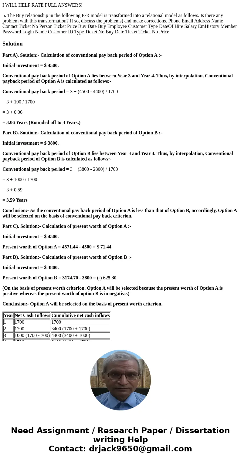 I WILL HELP RATE FULL ANSWERS! 5. The Buy relationship in the following E-R model is transformed into a relational model as follows. Is there any problem with t I WILL HELP RATE FULL ANSWERS! 5. The Buy relationship in the following E-R model is transformed into a relational model as follows. Is there any problem with t