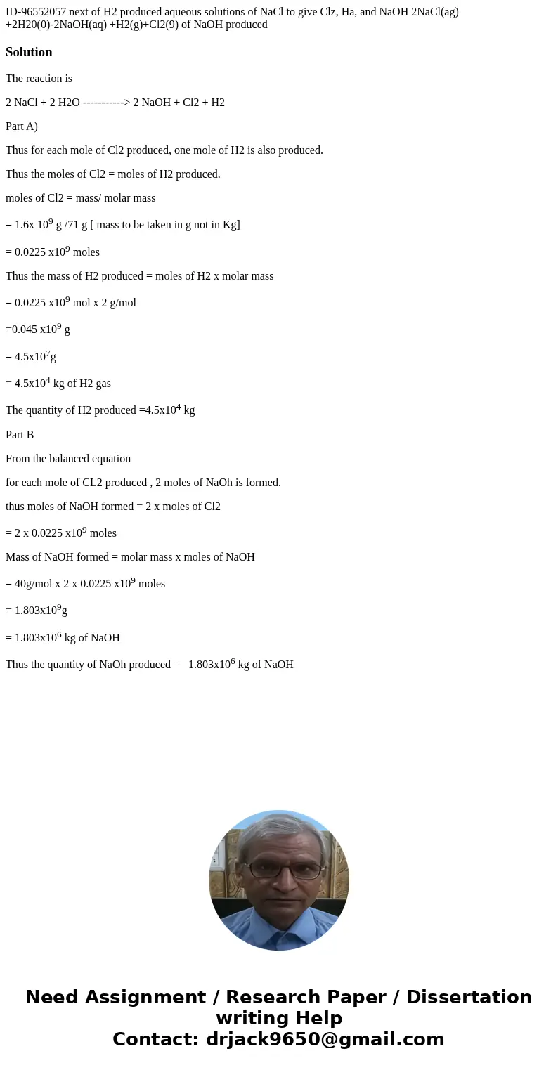 ID-96552057 next of H2 produced aqueous solutions of NaCl to give Clz, Ha, and NaOH 2NaCl(ag) +2H20(0)-2NaOH(aq) +H2(g)+Cl2(9) of NaOH produced SolutionThe rea  ID-96552057 next of H2 produced aqueous solutions of NaCl to give Clz, Ha, and NaOH 2NaCl(ag) +2H20(0)-2NaOH(aq) +H2(g)+Cl2(9) of NaOH produced SolutionThe rea