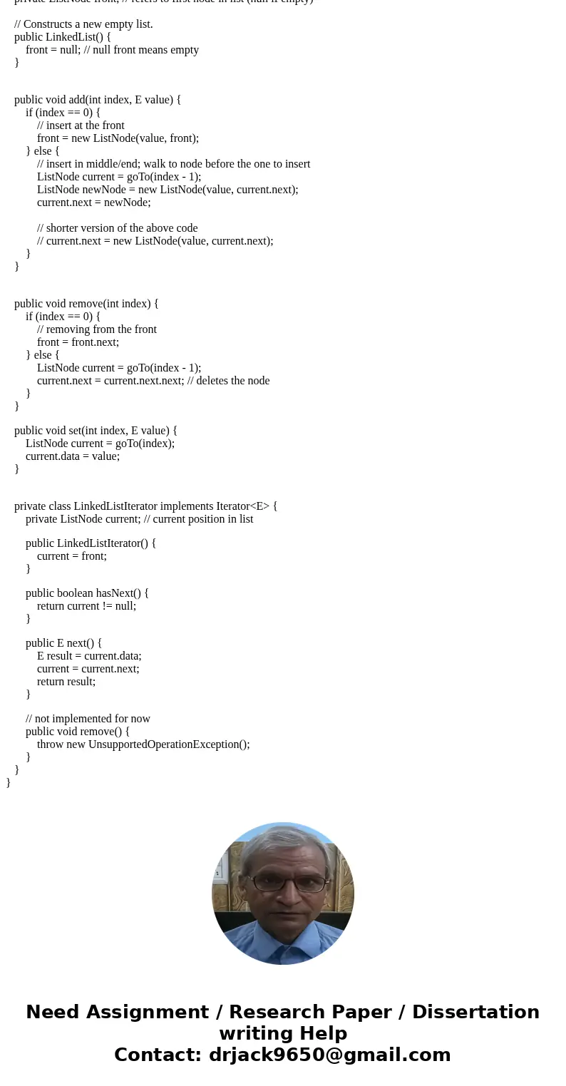 Implement this java method, public void add(E item). The method behaves like this: when the input does not exist in the linked list, add it at the front; otherw Implement this java method, public void add(E item). The method behaves like this: when the input does not exist in the linked list, add it at the front; otherw
